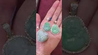 Diamond and Jade Buddha Pendants