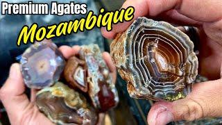 Premium Mozambique agates cut open on my saw!