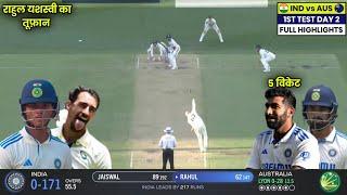 IND vs AUS test Highlights 2024,India vs Australia 1st Test Day 2 Highlights of Today Cricket Match