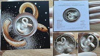 SNAKE Herpeton Proof 2 Oz Silver Coin 2000 Francs Cameroon 2024