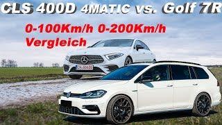 Mercedes CLS 400D 4M vs. Golf 7R 0-200Km/h Vergleich