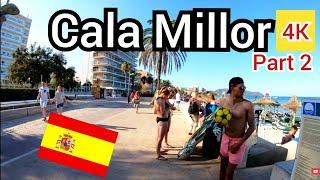 ⁴ᴷ CALA MILLOR  walking along the beach promenade, Mallorca (Majorca) Spain 4K