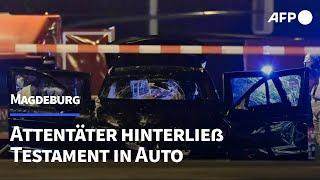 Magdeburg: Attentäter hinterließ Testament in Tat-Auto | AFP