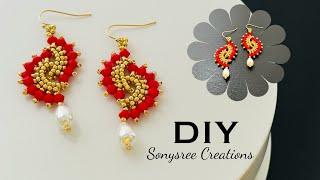 Christmas Special Earrings || DIY Beaded Earrings