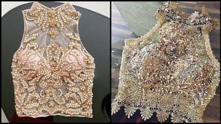 Most Attractive World Famous Embroided Blouse Top Design,Beaded Embroidery for Prom dresses