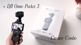 dji osmo pocket 3 creator combo  unboxing, accessories, video/audio test