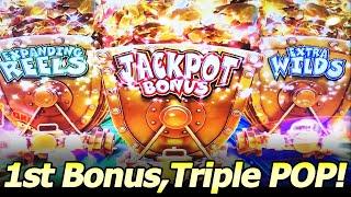 Super Burst Cartin Gold Slot - Triple Feature Popped on my 1st Attempt, 1st Bonus at Railroad Pass!