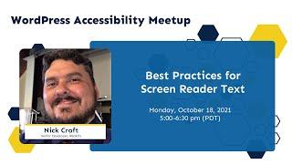 Best Practices for Screen Reader Text with Nick Croft at WordPress Accessibility Meetup