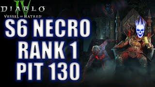 S6 Rank 1 Necro PIT 130 Clear | Diablo 4 Necromancer Season 6 Build #skulm #diablo4 #necromancer