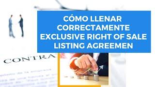 Cómo llenar correctamente el Exclusive Right of Sale Listing Agreement