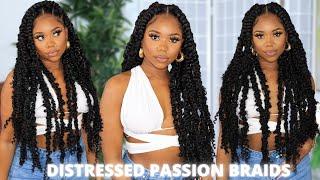 DISTRESSED PASSION BRAIDS TUTORIAL (KNOTLESS)  | BRAIDS FOR BEGINNERS | CROCHET METHOD | CHEV B.