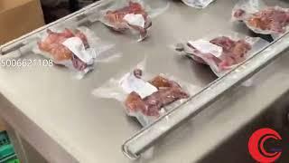 Double chamber vacuum packaging machine for vacuum packing of smoked chicken, duck, meat products