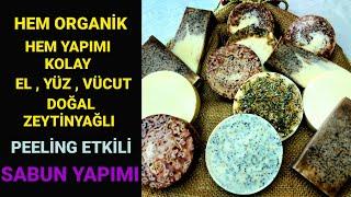 DIY/ %100 DOĞAL ZEYTİNYAĞLI EL,YÜZ,VÜCUT PEELING SABUN YAPIMI/ HOW TO MAKE NATURAL OLIVE OİL SOAP