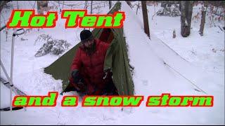 Luxe Minipeak XL Hot tent ! Seek Outside titanium stove ! Camping in a snow storm !