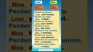 LOSE or MISS?  #aprenderinglés #english #tipsparaaprenderingles #viralvideo