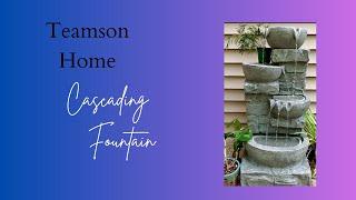 Teamson Home Cascading Bowls & Stacked Stones LED Water Fountain | Calming Outdoor Oasis