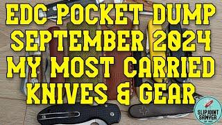 EDC Pocket Dump September 2024 - My Most Carried Pocket Knives & EDC Gear