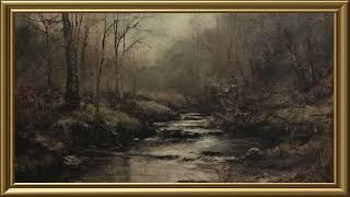 Vintage Moody Forest Painting | Gold Frame TV Art | Art Screensaver for TV | 1 Scene - 2 Hrs