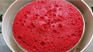 1 Kg Red Velvet Sponge Cake Recipe Without Oven | How To Make Red Velvet Sponge Cake | Basic Sponge!