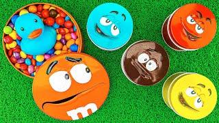 Rainbow M&M's Box Full of Skittles Candy with Magic Duck PlayDoh | Satisfying ASMR Video