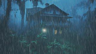 Tropical Rainforest Ambience️ Nature sounds for sleep 12 hours, rain on leaves & house view #114