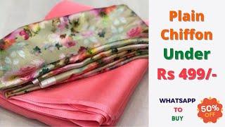 New Collections Of High Quality Plain Fancy Chiffon Sarees Under 499 | Whats App To Buy | Saree Haul