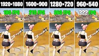 Fortnite 1920×1080 vs 1600×900 vs 1280×720 vs 960×540 Benchmark Fps Fortnite