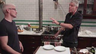 Bourdain and Anderson Cooper cook Sunday gravy (Parts Unknown: New Jersey)