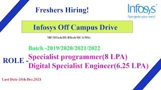 Infosys Off Campus drive for freshers | Infosys Recruitment 2022 | Selection Process - Salary 8LPA