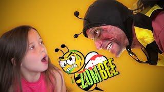 I Was ATTACKED by a ZomBEE!!! WARNING ZOMBIE EATS DADS BRAIN