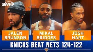 Jalen Brunson, Mikal Bridges and Josh Hart on Knicks' 124-122 win over the Nets | SNY