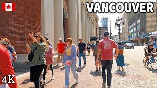  【4K】️ Downtown Vancouver BC, Canada. Amazing sunny day.  Relaxing Walk.