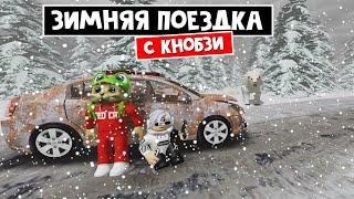 ЗИМНЯЯ ПОЕЗДКА с КНОБЗИ в игре ПЫЛЬНАЯ ПОЕЗДКА роблокс | A snowy trip roblox | Поездка с Knobzi