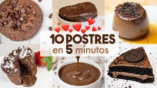 10 POSTRES de CHOCOLATE en MICROONDAS  | en 5 minutos