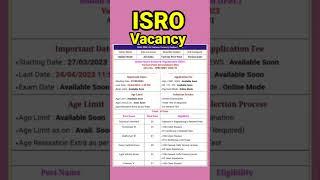 ISRO Recruitment 2023/ Technical Asst, Technician ‘B’ & Other Posts//ISRO NEW VACANCY 2023#shorts 