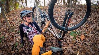 Take it easy on the rental bike, lady!! Mountain Biking Black Mountain in Pisgah