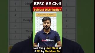 BPSC AE Civil | Subject Distribution | BPSC AE Strategy | #bpscae #shubhamsir