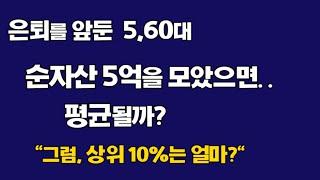 은퇴 앞둔 5,60대. 순자산5억이면, 평균될까? "그럼, 상위10%는 얼마?"