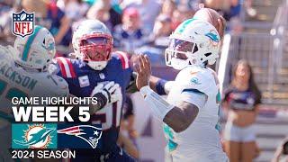 Miami Dolphins vs. New England Patriots | 2024 Week 5 Game Highlights