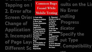 Common Bugs Found While Mobile Testing | Manual Mobile testing questions & answer