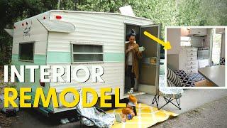 Small Vintage Trailer Renovated ON A BUDGET: Step by Step!