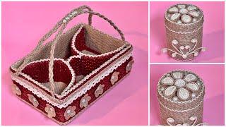 Diy Jute Organizer/ Jute Rope Organizer Basket/ Jute Jewellery Box