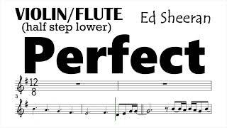 Perfect by Ed Sheeran Flute Violin Lower Key Sheet Music Backing Track Play Along Partitura