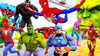 Siêu Nhân Người Nhện Chạy Xe Ô Tô Cứu Hỏa Giải Cứu Siêu Anh Hùng 2, Spiderman VS Superhero, avengers