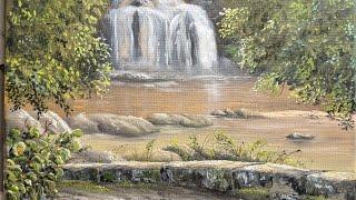 Painting A Serene Forest Waterfall: Step-by-step Oil Painting Tutorial