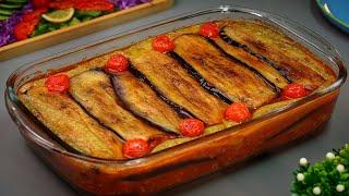 صينية مسقعة  Moussaka casserole  مع طبق سلطة مرتب