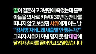 감동사연 딸 결혼하고 3년만에 죽자 손자를 의사 만들고 30년 간 내 곁을 지킨 사위에게 재혼 안 한 이유를 물으니 믿을 수 없는 말을 하는데    신청사연 썰사연 썰읽는