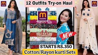 Meesho Cotton/Rayon kurti Sets️STARTS RS.350️Semi-Partywear/Dailywear kurti Sets Haul️Meesho Haul