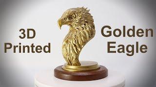 Golden Eagle - Resin 3D Printed with a Walnut Wood Base