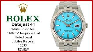 ▶ Rolex Datejust 41 White Gold/Steel "Tiffany" Turquoise Dial Fluted Bezel Jubilee 126334 - REVIEW